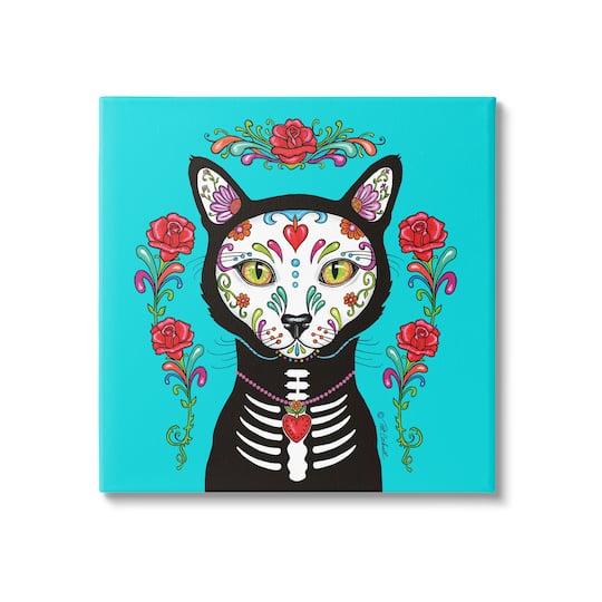 Stupell Industries Day of Dead Cat Portrait Canvas Wall Art